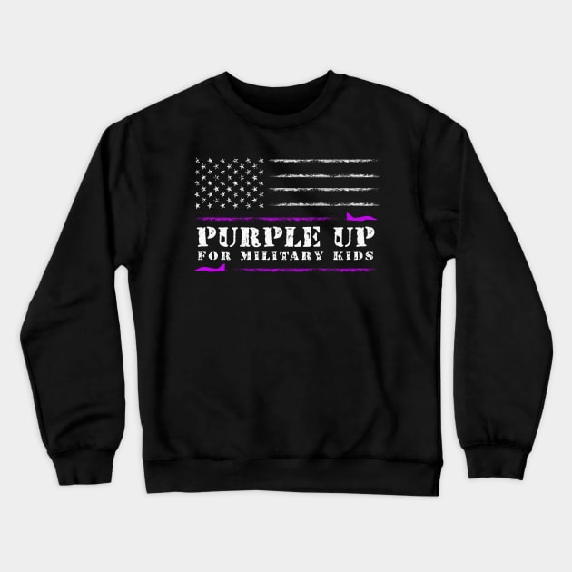 Purple Up For Military Kids Crewneck Sweatshirt by Wintrly